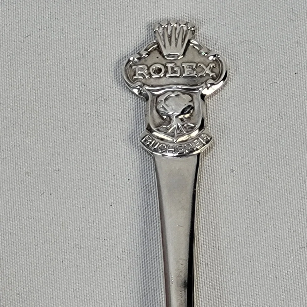 Rolex Bucherer Switzerland Watch Souvenir Spoon Lucerne Lion Rose Silver tone